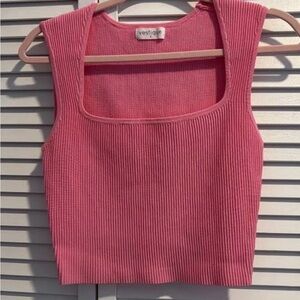 Vestique Vibrant Pink Ribbed Crop Top